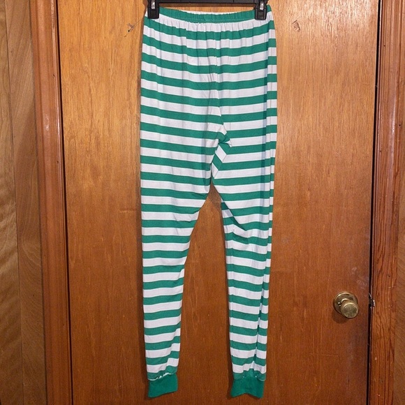 •CORA BEE•GREEN/WHITE STRIPED RUDOLPH MATCHING PAJAMA SET... MEDIUM (LIKE NEW) - Picture 8 of 10